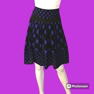 VTG CATO 1990s Purple and Black Polka Dot Pleated Circle Skirt
